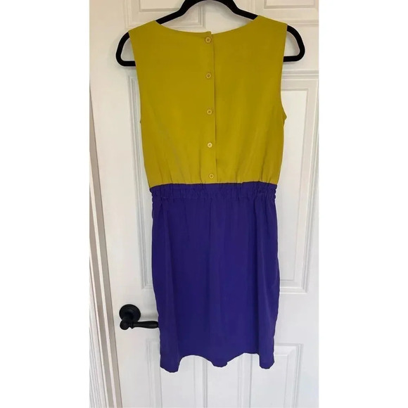 Calvin Klein Women’s Size 8 Blue Yellow Wrap Tie Mini Dress Sleeveless - Picture 4 of 8